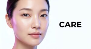 피부 시술 후 회복과 케어 과정을 상징하는 투명한 피부의 여성 모델