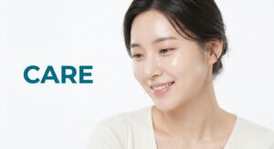 시술 후 회복과 케어를 상징하는 평온한 표정의 여성 모델